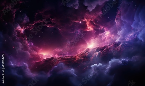 deep space radial nebulose, purple and pink, galaxies, stars