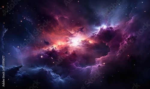 deep space radial nebulose, purple and pink, galaxies, stars