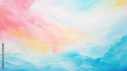 Watercolor pale background. Blue, pink and yellow colors.