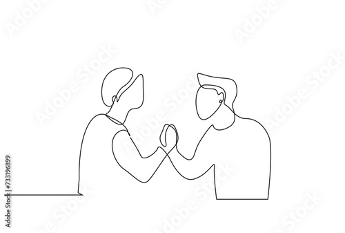 arm wrestling business partner group fight one line art design