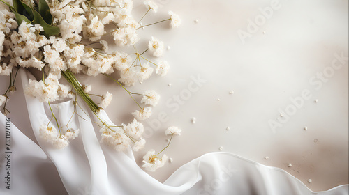 Feminine Wedding Desktop Mockup with Chic Floral Arrangement Stylish Stationery Template in Modern Setting, Generative Ai