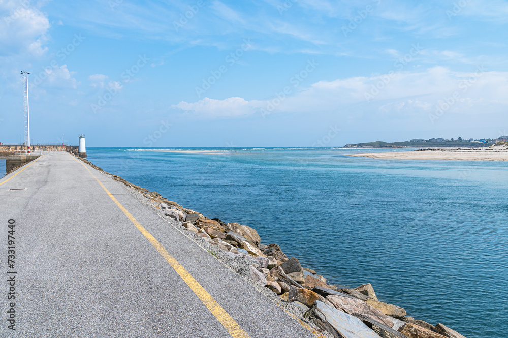 Footpath on the shores of the Cantabrian Sea in Foz, Spain