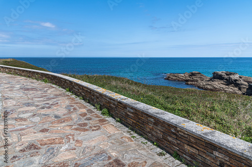 Footpath on the shores of the Cantabrian Sea in Foz  Spain