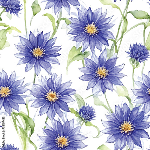 Watercolor flower seamless pattern