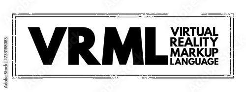 VRML - Virtual Reality Markup Language acronym, technology concept stamp photo