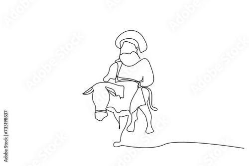 turkish old nasrettin hodja character donkey story one line art design