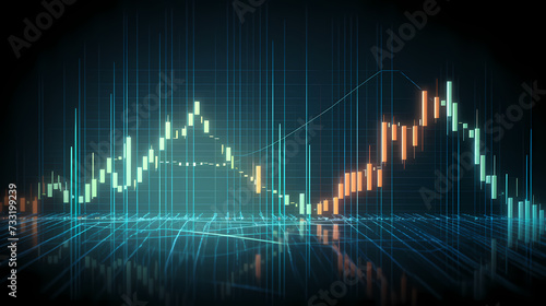 Stock market chart line concept, business chart on stock market background