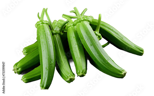Okra Harvest Isolated on Transparent Background PNG.