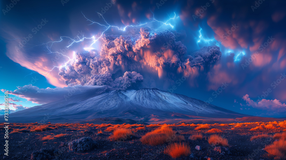A storm and a volcano.