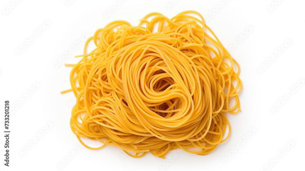 Spaghetti pasta isolated on white, from above. copy space for text. Spaghetti pasta isolated on white, from above. copy space for text.