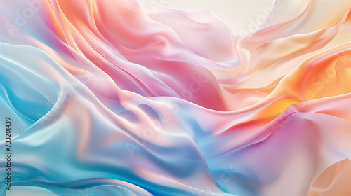 Elegant Fabric Waves in Pastel Colors, Fluid Textile Art Concept