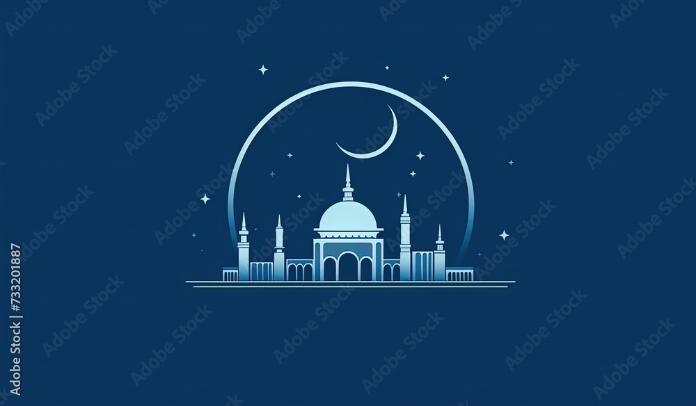 a mosque with a crescent and moon on it, Generative AI