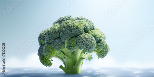 Broccoli on a light blue background