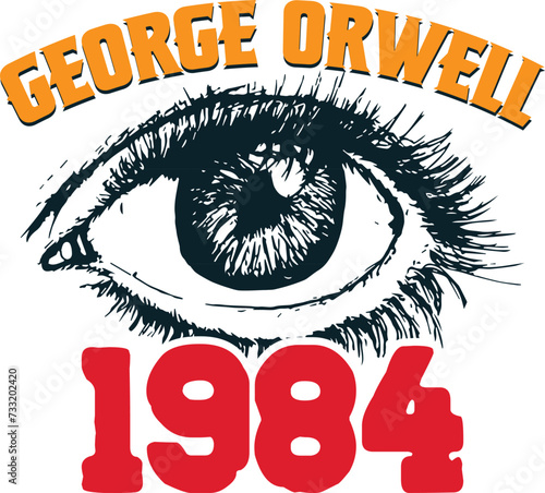 T-shirt designs inspired by the George Orwell book '1984' with eye vector