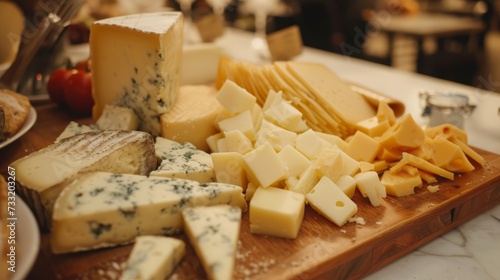 Various cheese on board