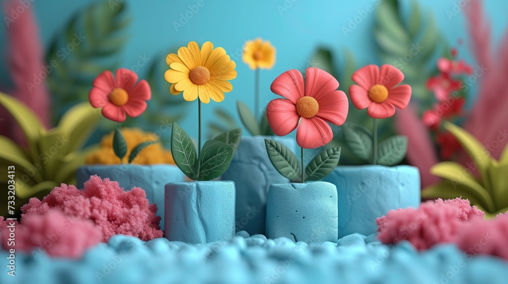 Bliskie zdjęcie tortu z kwiatami - obrazy, fototapety, plakaty 