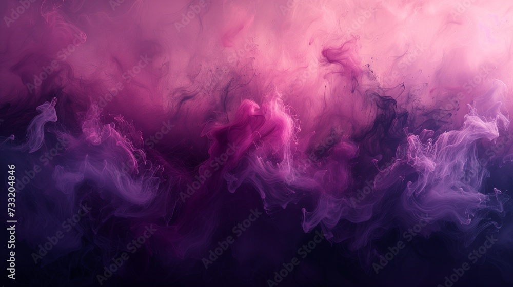 Subdued hues of blush pink, misty lavender, and soft teal smoke elegantly intermingling on a deep plum canvas, crafting a sophisticated and delicate abstract display.  - obrazy, fototapety, plakaty 