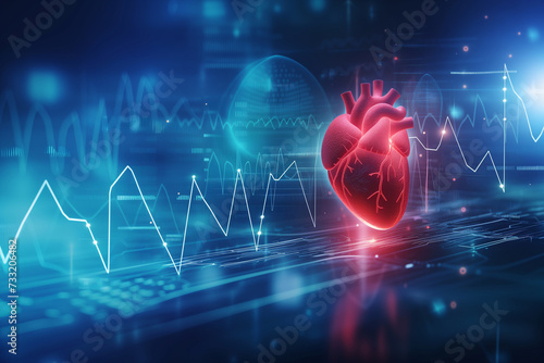 Heart beats over medical background. Concept of medicine and health preservation.