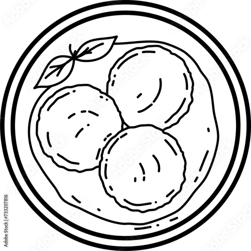 Meatballs Outline Illustration Vector