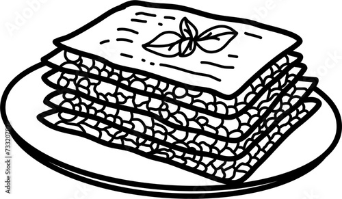 Lasagna Outline Illustration Vector