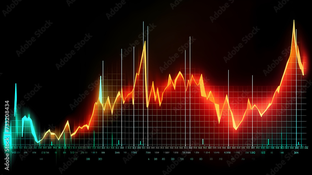 Stock market chart background, financial forecast illustration with glowing trend lines Stock market chart background, financial forecast illustration with glowing trend lines