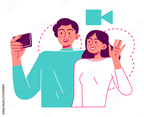 People videotaping themselves, a video call