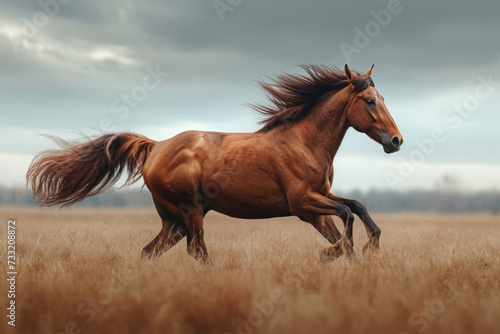 Beautiful red horse run in meadow © MNFTs