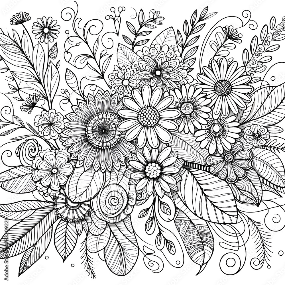 Fototapeta premium Art therapy. colorer, flowers