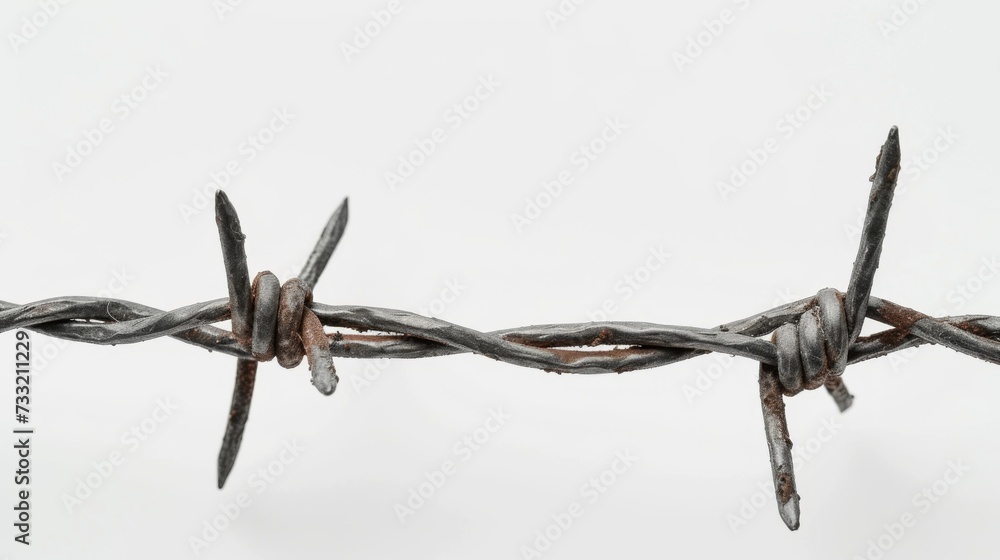 Closeup of metal barbed wire on white background Closeup of metal barbed wire on white background