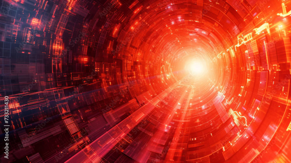 Obraz premium A abstract image showing a red light tunnel in the sky.
