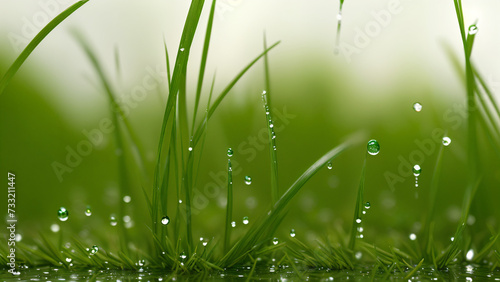 green grass and raindrops