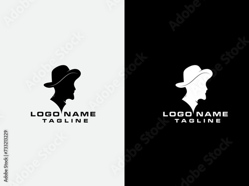 Gentleman logo design. Tailor logo. Gentleman vector art is black and white. Business. Clothing. Hat. Modern gentleman logo design.