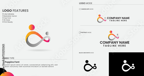 Infinity people logo design. Creative. Infinity symbol vector art. Business. People. Colorful template. Infinity vector. Premium, Success