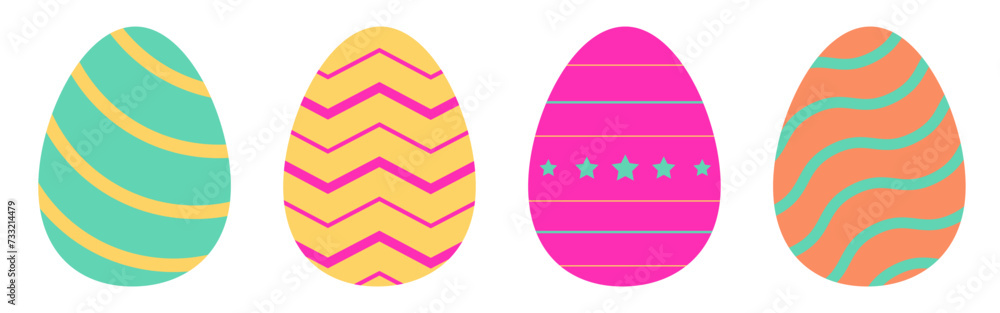 Set of colorful easter eggs isolated on white background.Collection of vivid egg vector graphic illustration. Set of colorful easter eggs isolated on white background.Collection of vivid egg vector graphic illustration.