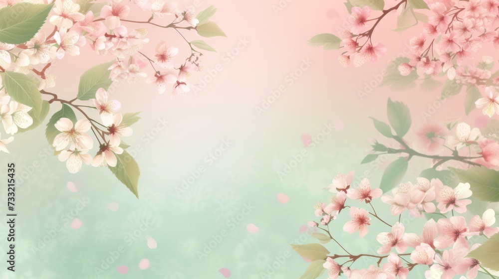 Spring cherry blossoms against a pastel spring background