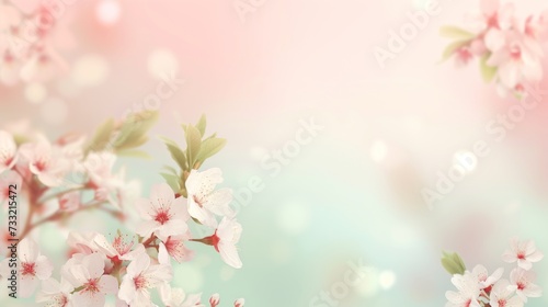 Spring cherry blossoms against a pastel spring background © mikeosphoto