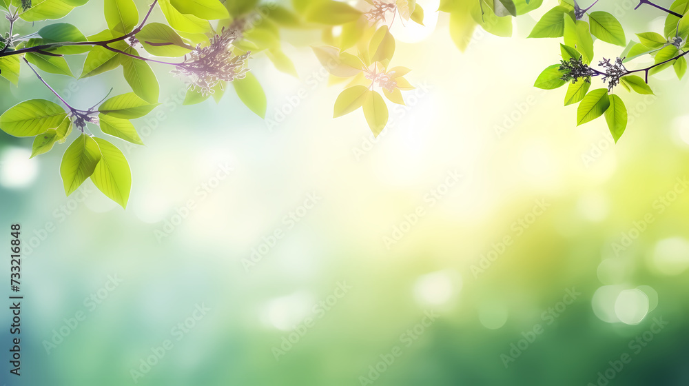 Obraz premium Spring season, vibrant green background
