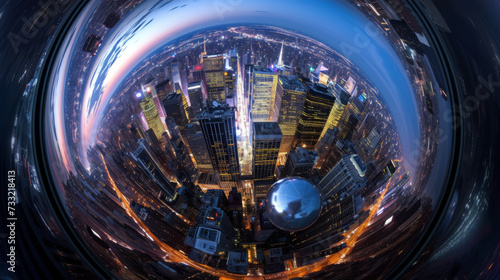 The city in the fisheye lens.