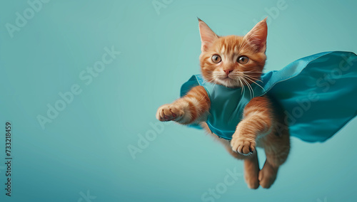 a cat dressed up as a superhero © ginstudio