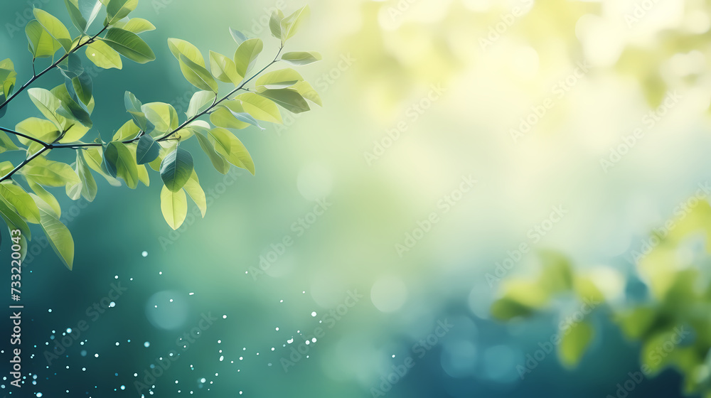 Green leaves eco friendly background with copy space for text
