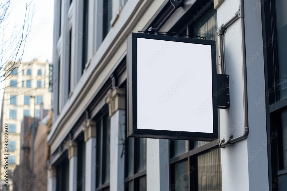 White empty outdoor business signage mock up to add company logo
White empty outdoor business signage mock up to add company logo