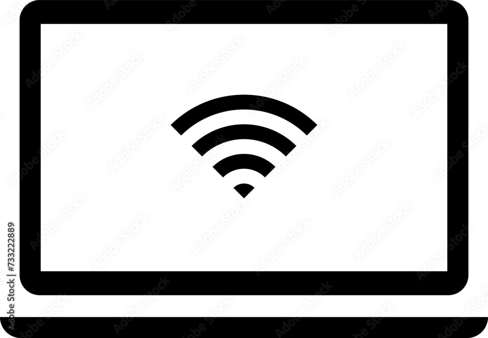 flat vector art illustration of a laptop icon with wifi connection symbol in black silhouette on transparent background for business etc. flat vector art illustration of a laptop icon with wifi connection symbol in black silhouette on transparent background for business etc.
