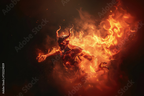 3D illustration of Phoneix human, satan devil, Fire © ImagineDesign
