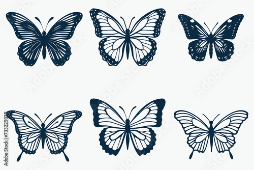 butterfly silhouette vector bundle
