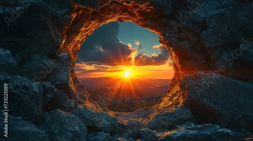 Sunset Vista through Natural Rock Arch