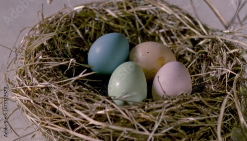 A basket of eggs in a nest