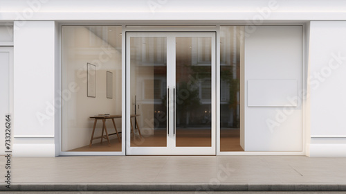 Front shop mockup clean white minimal art painting gallery