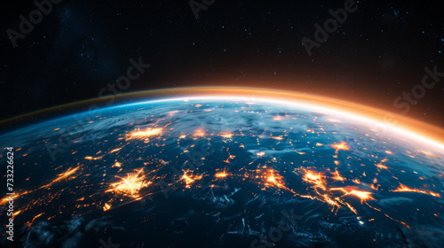 The earth in a futuristic atmosphere.