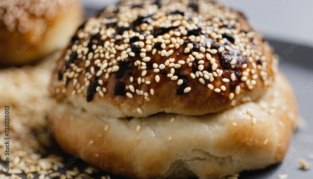 A sandwich with sesame seeds on top