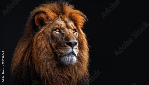 Colored lion head on a black background